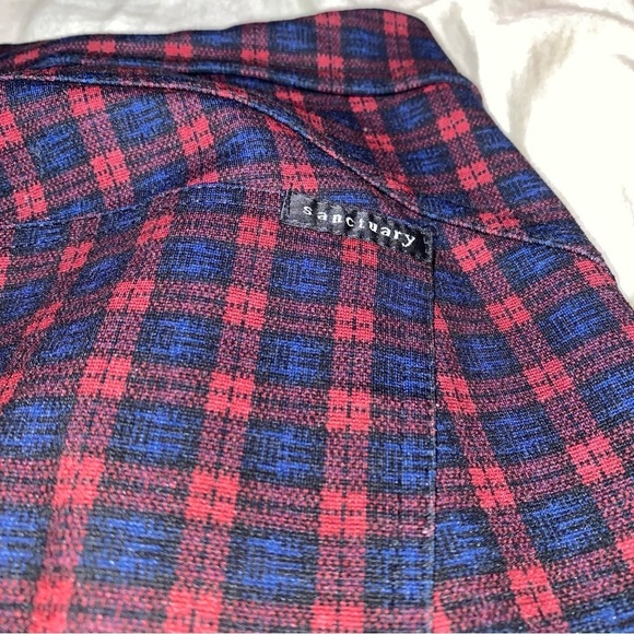 ANTHROPOLOGIE X SANCTUARY FINCHLEY PLAID LEGGINGS RED AND NAVY ANTHRO BOHEMIAN - Picture 11 of 13